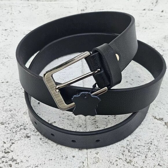 Other - Men Belt Black Genuine Leather Belt Handmade Waistband Pin Buckle Belt Size 36